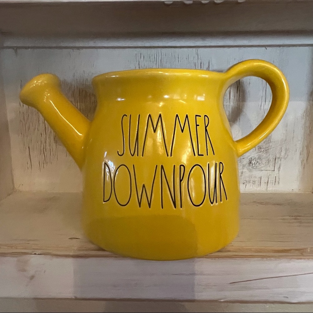Rae Dunn SUMMER DOWNPOUR Ceramic Watering ‘Can’ Yellow NWT